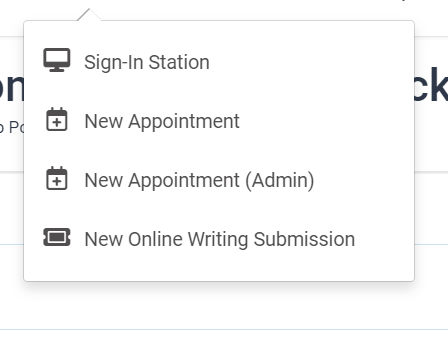 screen cap of sumitting a new request from the "quick" menu in Accudemia